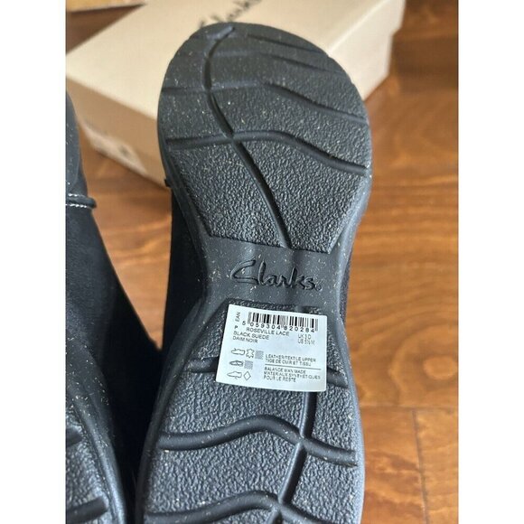 Clarks Women's 5.5 M Roseville Lace Black Lace Up Ankle Boots Suede NEW - Picture 7 of 8